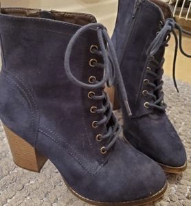 Candie's Dark Blue Chunky Lace up Heels